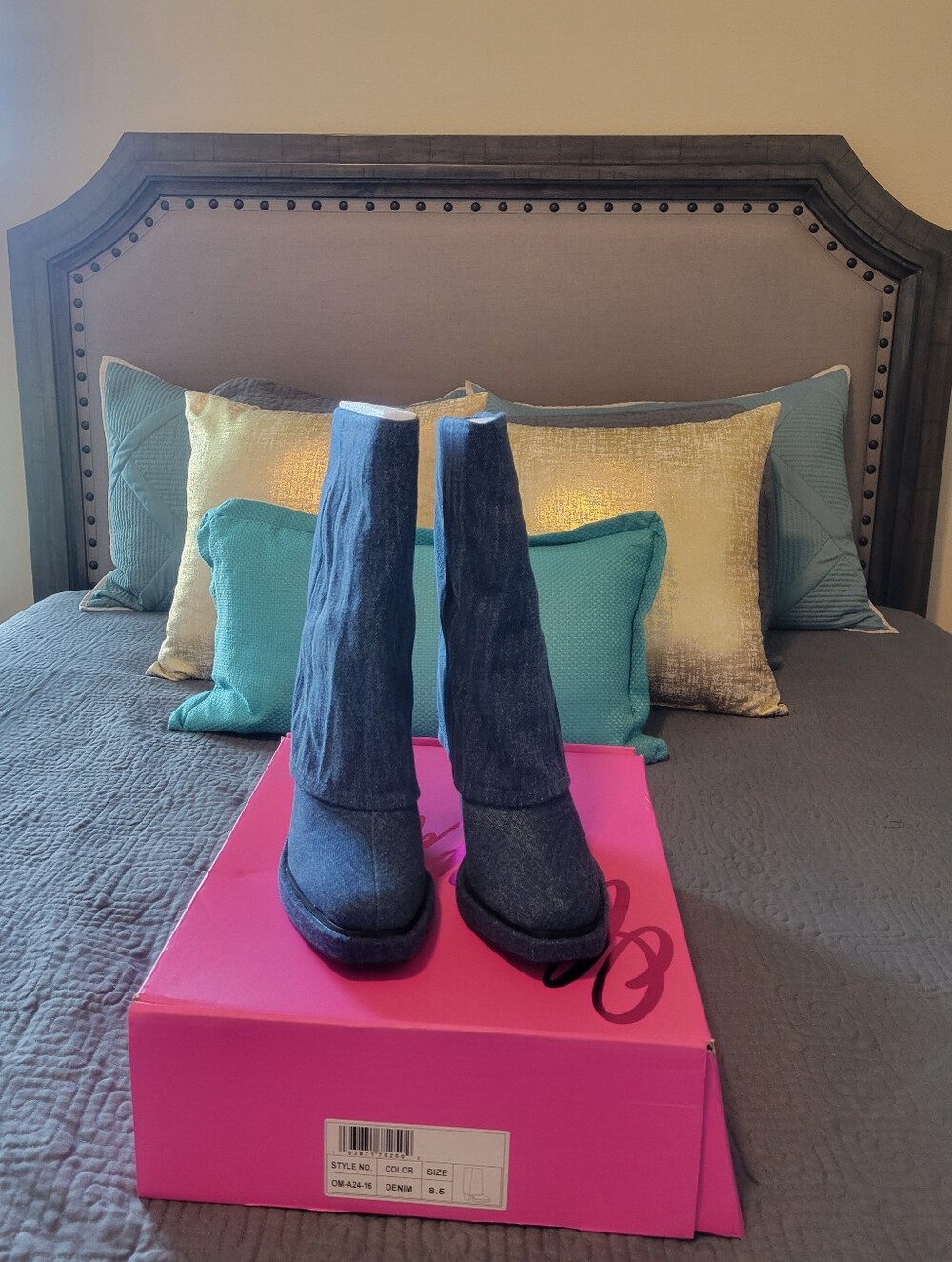 Olivia Miller Denim Blue Mid-Calf Booties